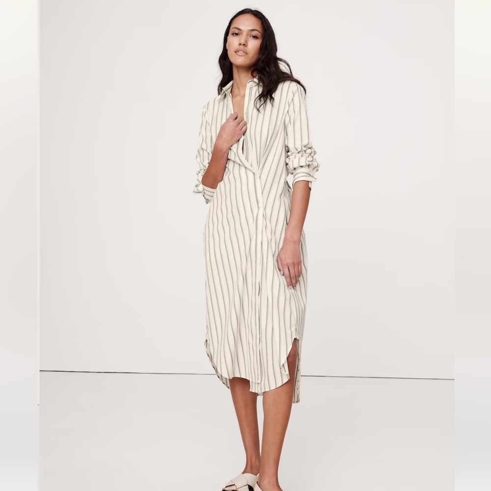 Banana Republic COTTON POPLIN ASYMMETRICAL SHIRT DRESS